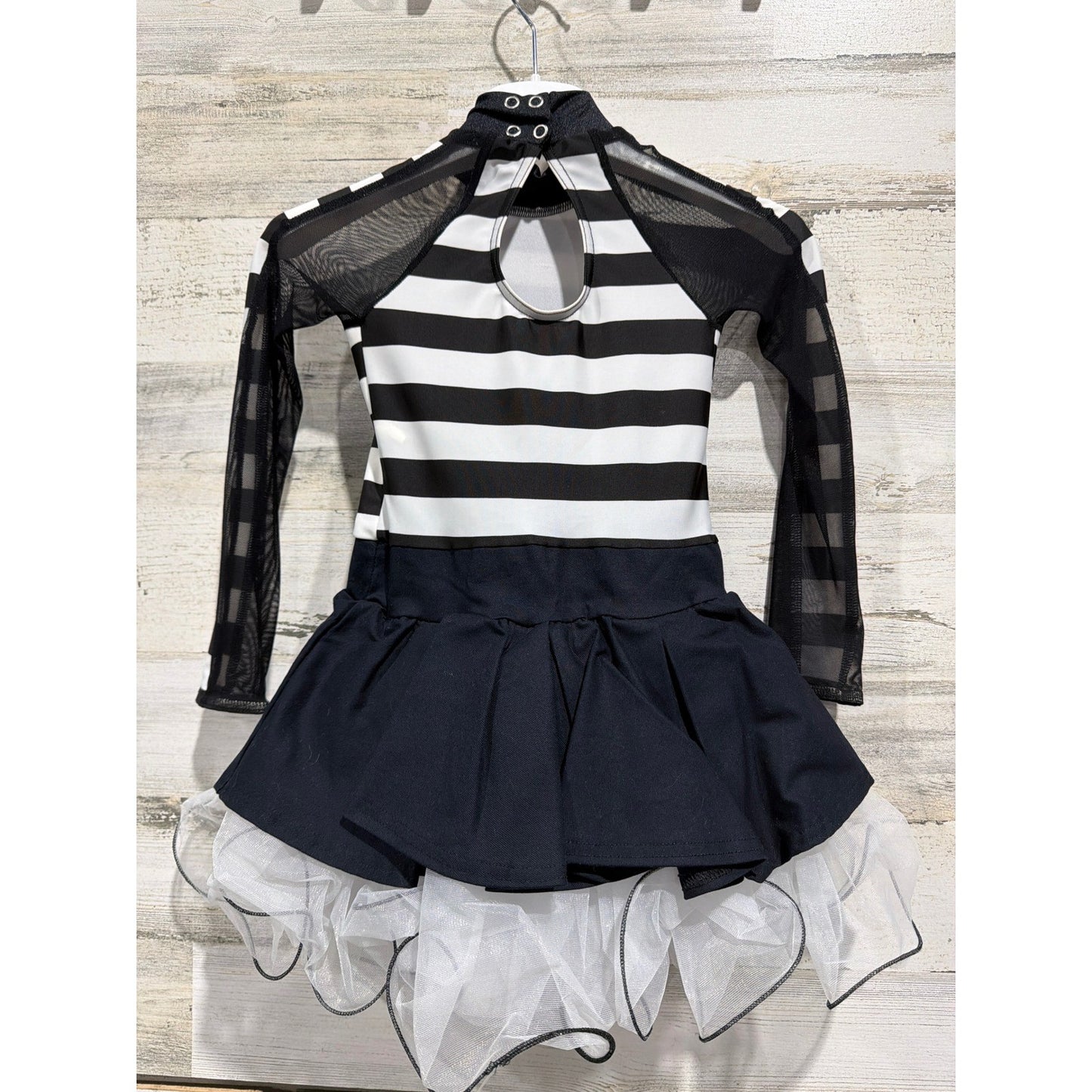 Weissman Dance Costume Girls Small Child SC Black White Stripe 5678 Performance2