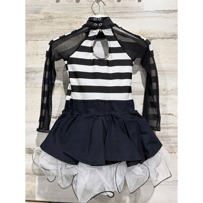 Weissman Dance Costume Girls Small Child SC Black White Stripe 5678 Performance2