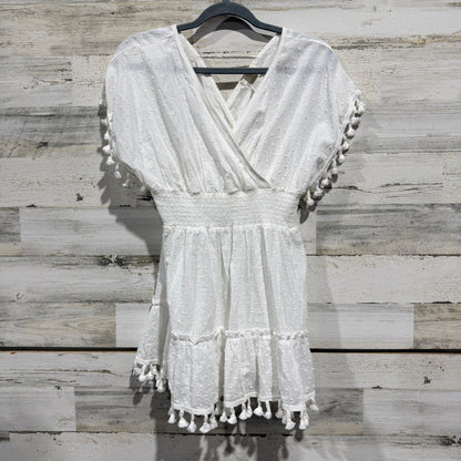 Chelsea & Violet Swiss Dot Tassel Dress Girls L White 100% Cotton Boho EUC0