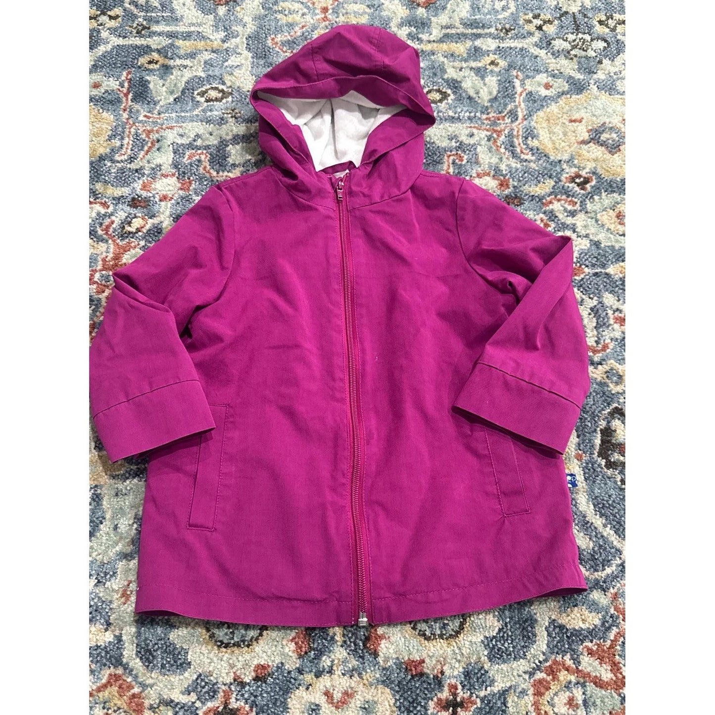 Kickee Pants Raincoat Girls 4T Magenta Pink Hooded Bamboo Lined Jacket *Flawed0