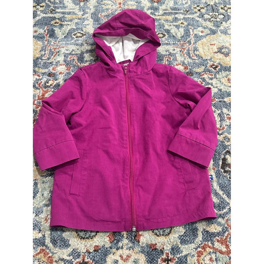 Kickee Pants Raincoat Girls 4T Magenta Pink Hooded Bamboo Lined Jacket *Flawed0