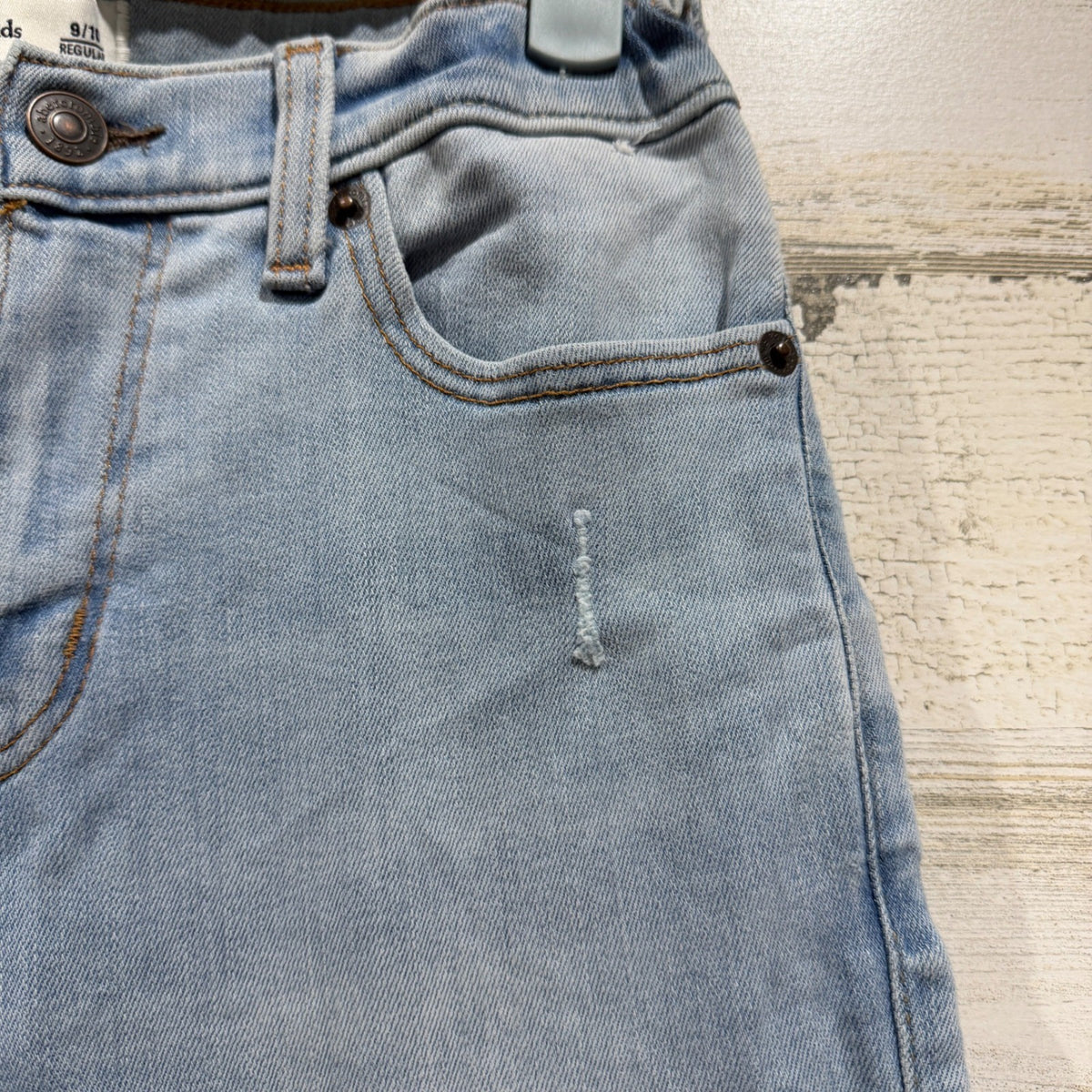 Abercrombie Kids Straight Distressed Jeans Girls 9/10 Light Blue Cotton Blend2
