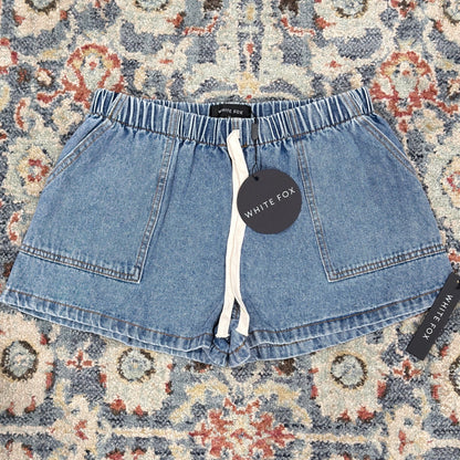 White Fox Denim Daydream Shorts Women Medium Blue Elastic Drawstring Boho NWT0