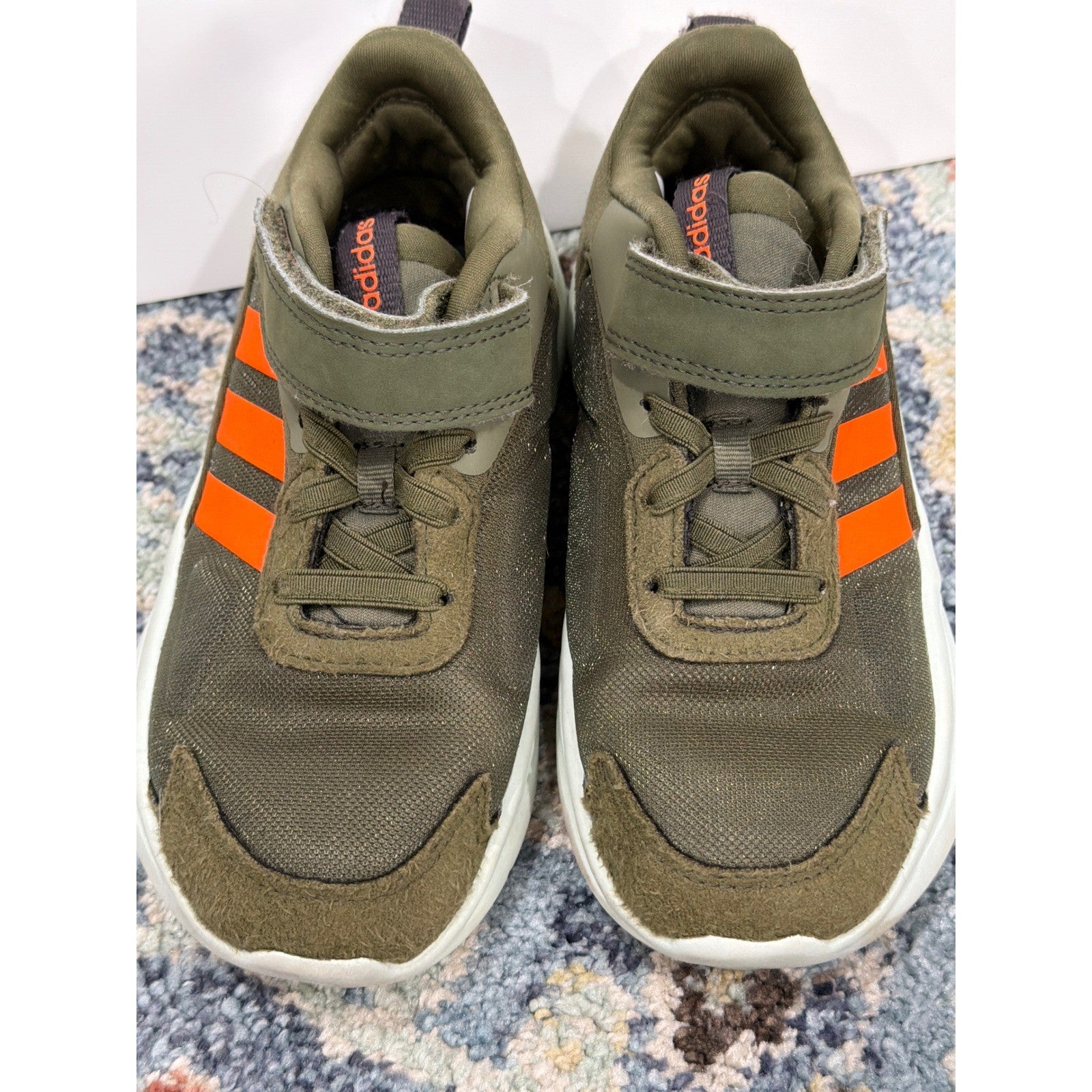 Adidas Tensaur Run 2.0 Sneakers Boys 12K Olive Green Orange Sporty5