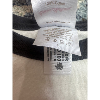 Hanna Andersson Raglan Tee Boys 10 Grey Cream Dinosaur Skeleton EUC3
