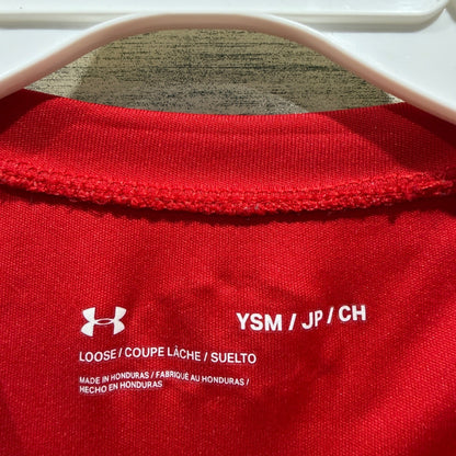Under Armour Short Set Boys Small Red Black Logo Active *Flawed2