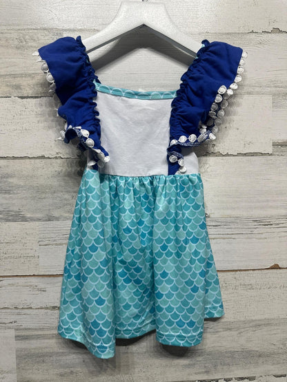 Paisley Peach Mermaid Unicorn Dress Girls 2T Blue Scale Flutter Sleeve NWT2