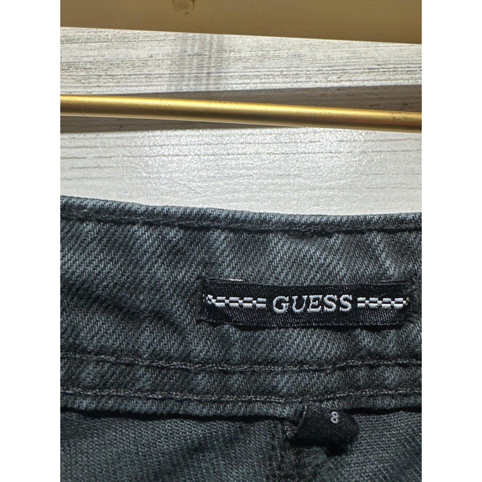 Guess Wide Leg Jeans Girls Size 8 Black High Waisted Relaxed Denim EUC2