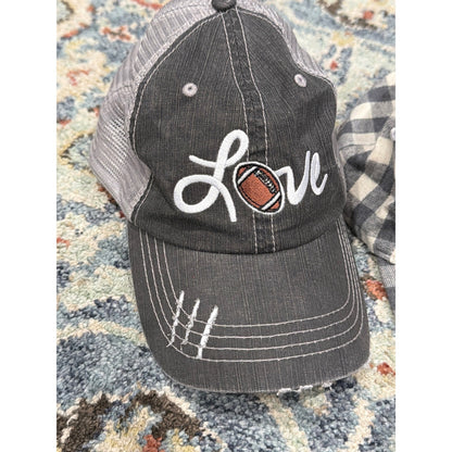 Baseball Caps Women One Size Adjustable Gray Football Plaid Sporty *Flawed1
