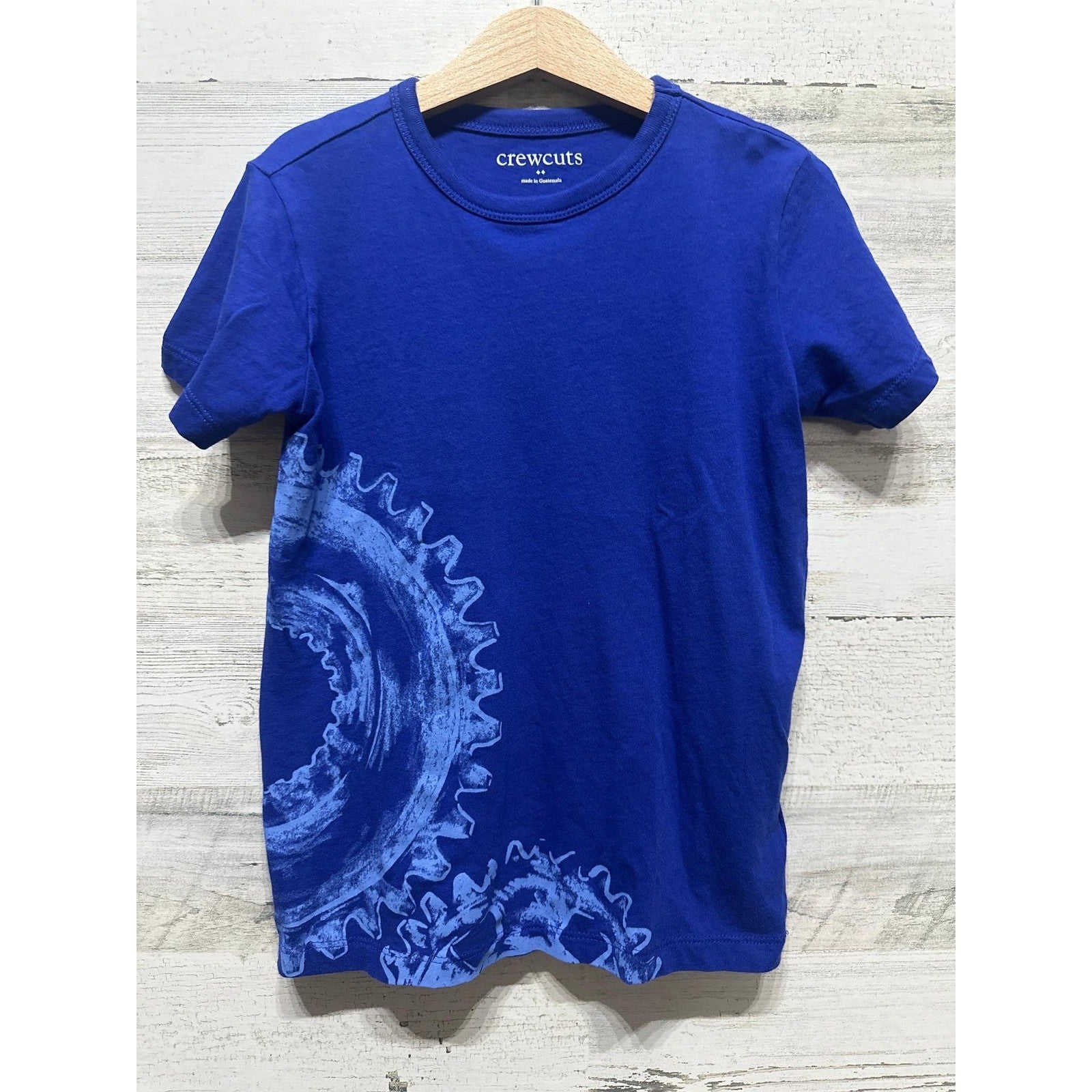 Crewcuts Graphic Tee Boys Small 6/7 Blue Gear Sprocket EUC0