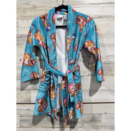JoJo Siwa Robe Girls Size 7/8 Blue Rainbow Heart Fleece Kidcore EUC0