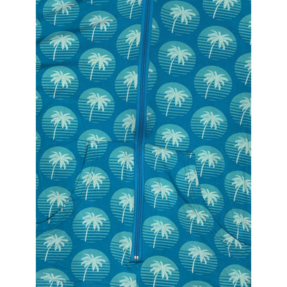 Kickee Pants Jumpsuit Women Fits L/XL Palm Tree Bamboo Hooded Loungewear EUC2