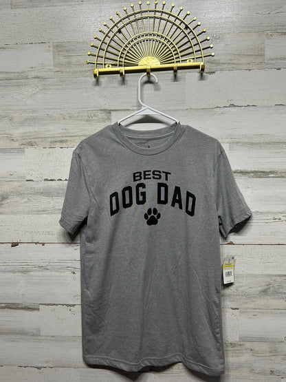 Best Dog Dad T-Shirt Mens Small Gray Graphic Tee Paw Print NWT0