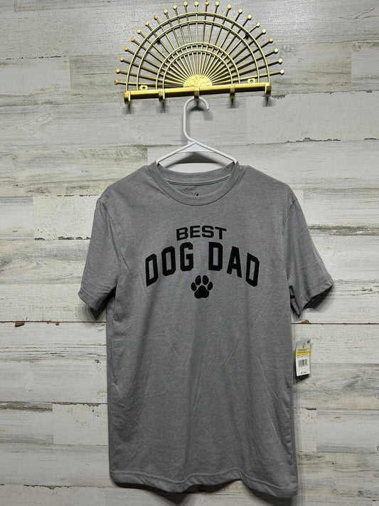 Best Dog Dad T-Shirt Mens Small Gray Graphic Tee Paw Print NWT0