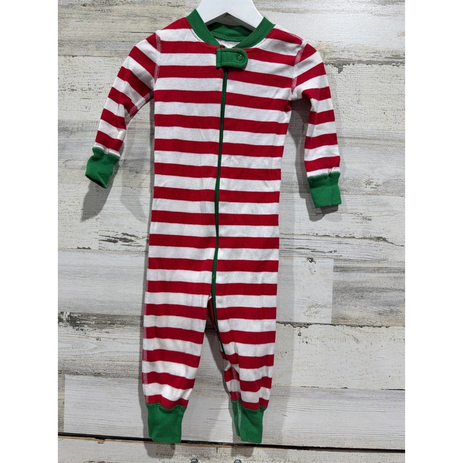 Hanna Andersson Sleeper Boys 12-18M Red White Striped Organic Cotton Holiday EUC0