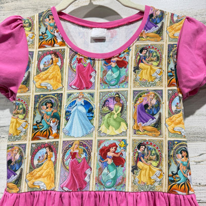 KPea Disney Princess Portrait Dress Girls 12 Pink Short Sleeve Boutique EUC1