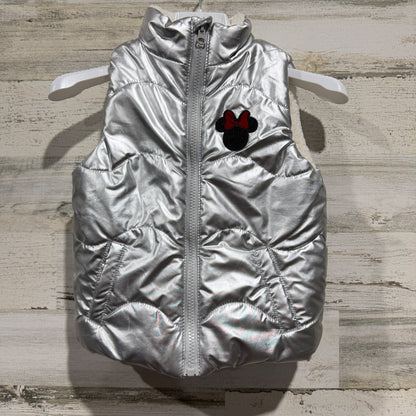 Disney Minnie Mouse Puffer Vest Girls 3T Silver Metallic Polyester Winter EUC0