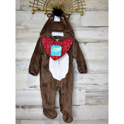 Starters Horse Costume Baby 3 Months Brown Plush Bandana Western NWT0