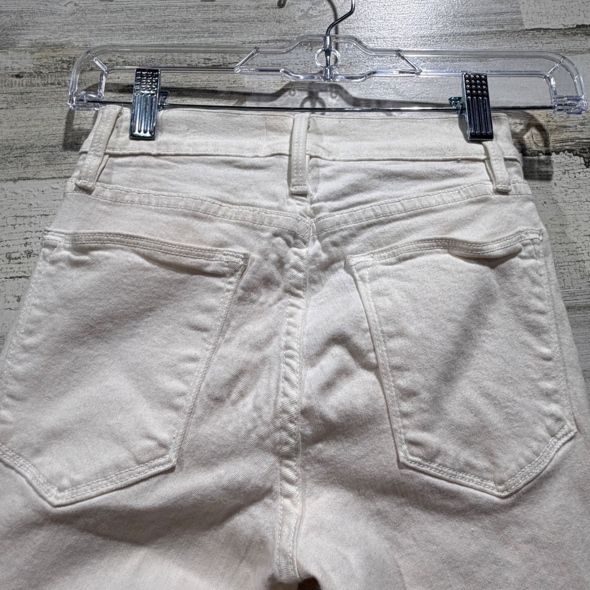Frame Le High Skinny Jeans Women 24 Blanc White Cotton Blend Designer Flawed*4