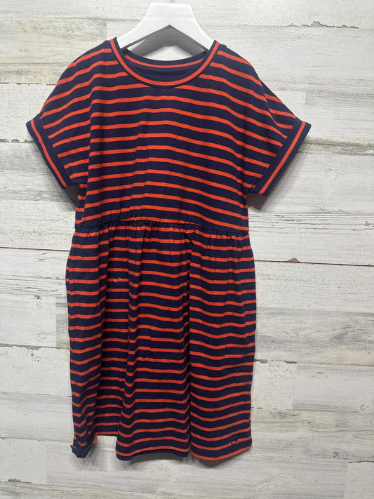 Vineyard Vines Striped Dress Girls 10/12 Medium Navy Red Short Sleeve EUC0