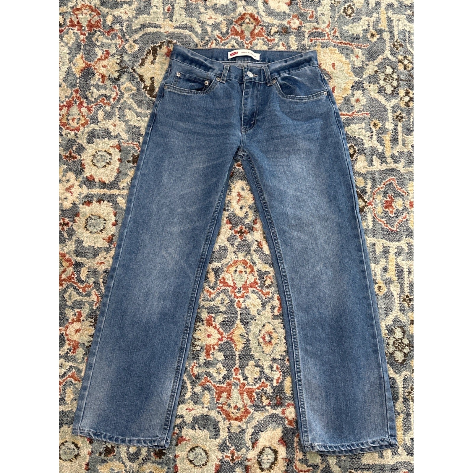 Levi's 505 Regular Fit Jeans Kids Size 16 Blue Medium Wash Straight Leg EUC2