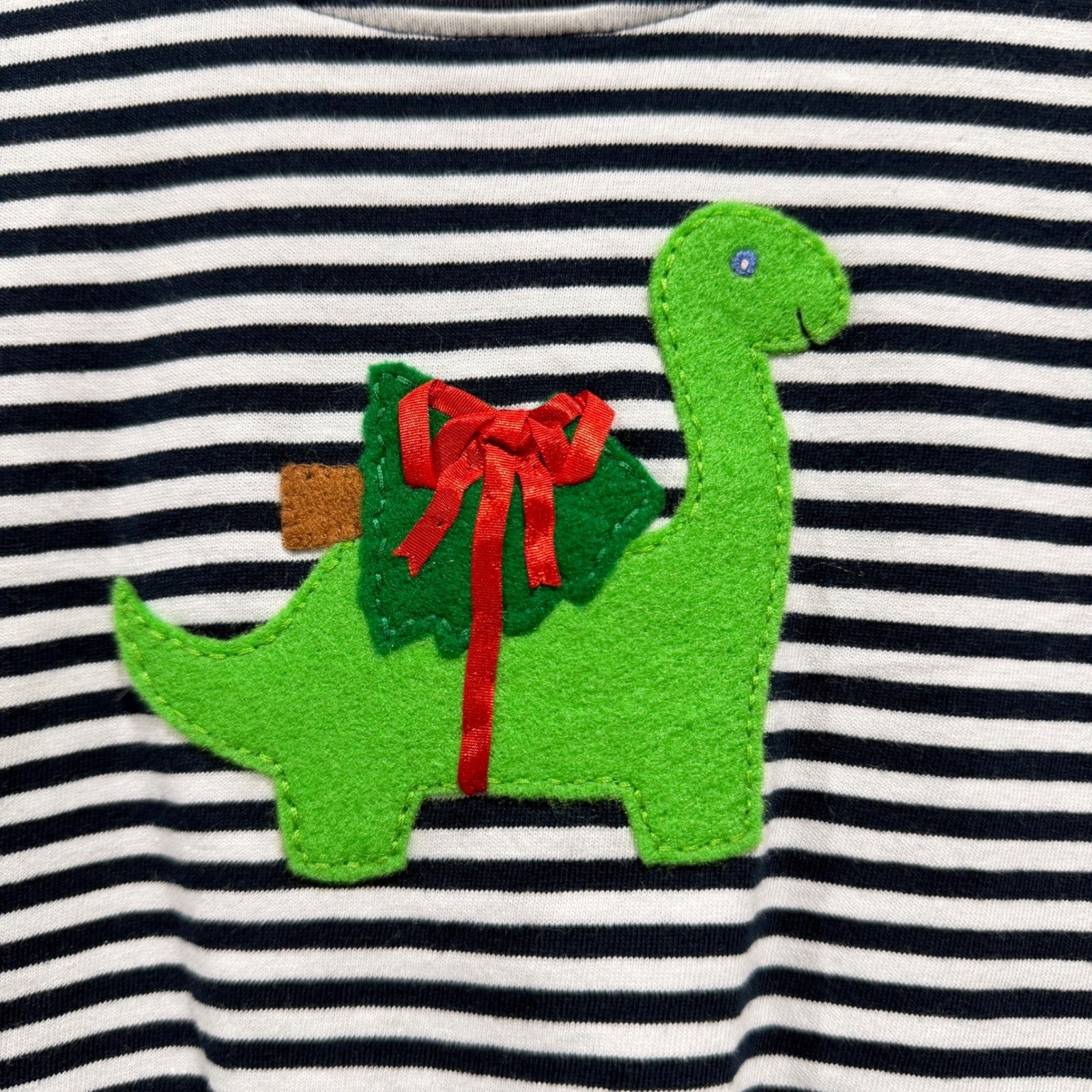 Baby Luigi Shirt Boys 12M Navy White Striped Dinosaur Christmas Holiday NWT1