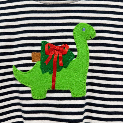 Baby Luigi Shirt Boys 12M Navy White Striped Dinosaur Christmas Holiday NWT1