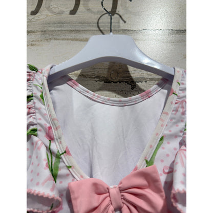 Little Bear Smocks Ruffle Bow One Piece Swimsuit Bundle Girls 3T Flawed*3