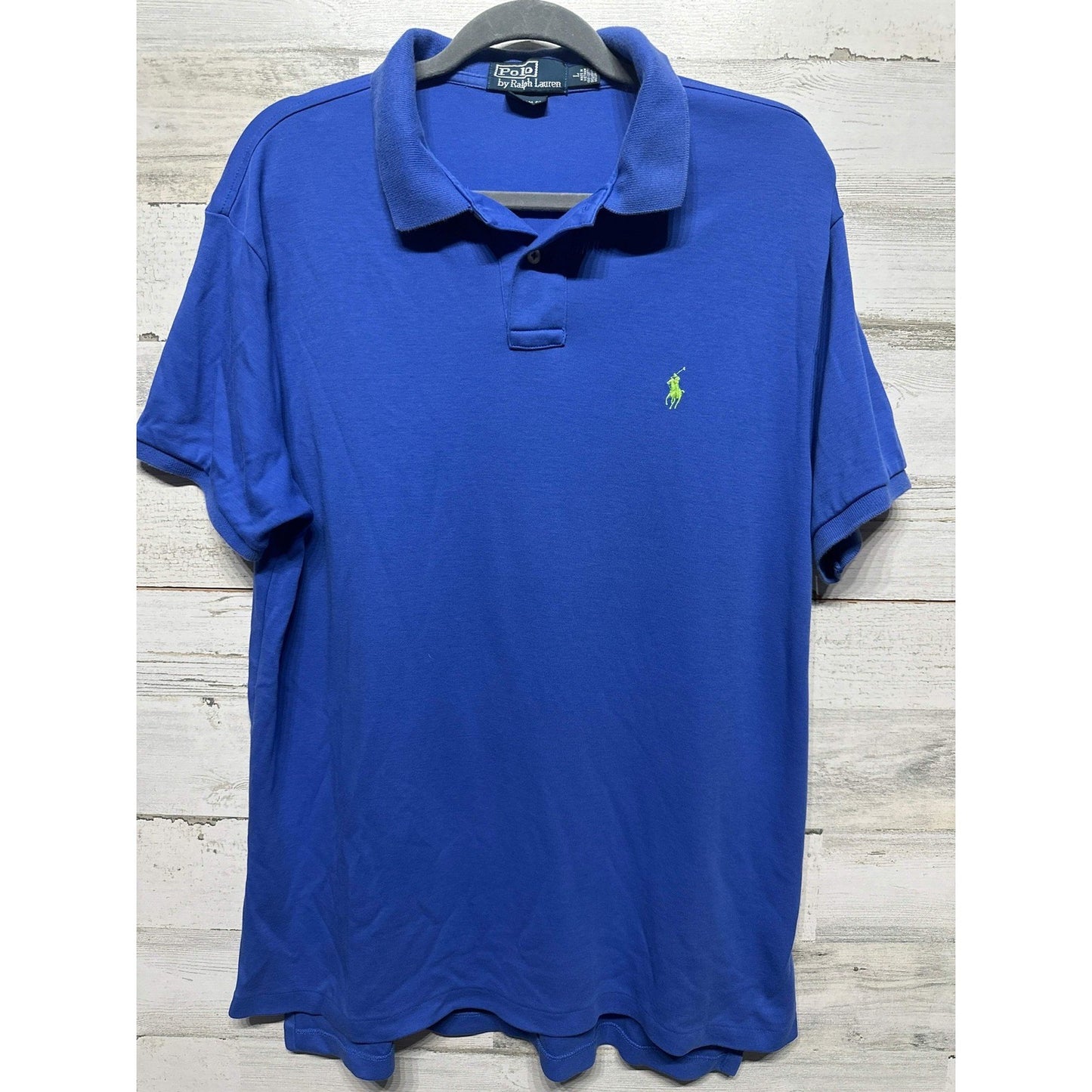 Polo Ralph Lauren Polo Shirt Mens Large Blue Custom Fit Short Sleeve EUC0
