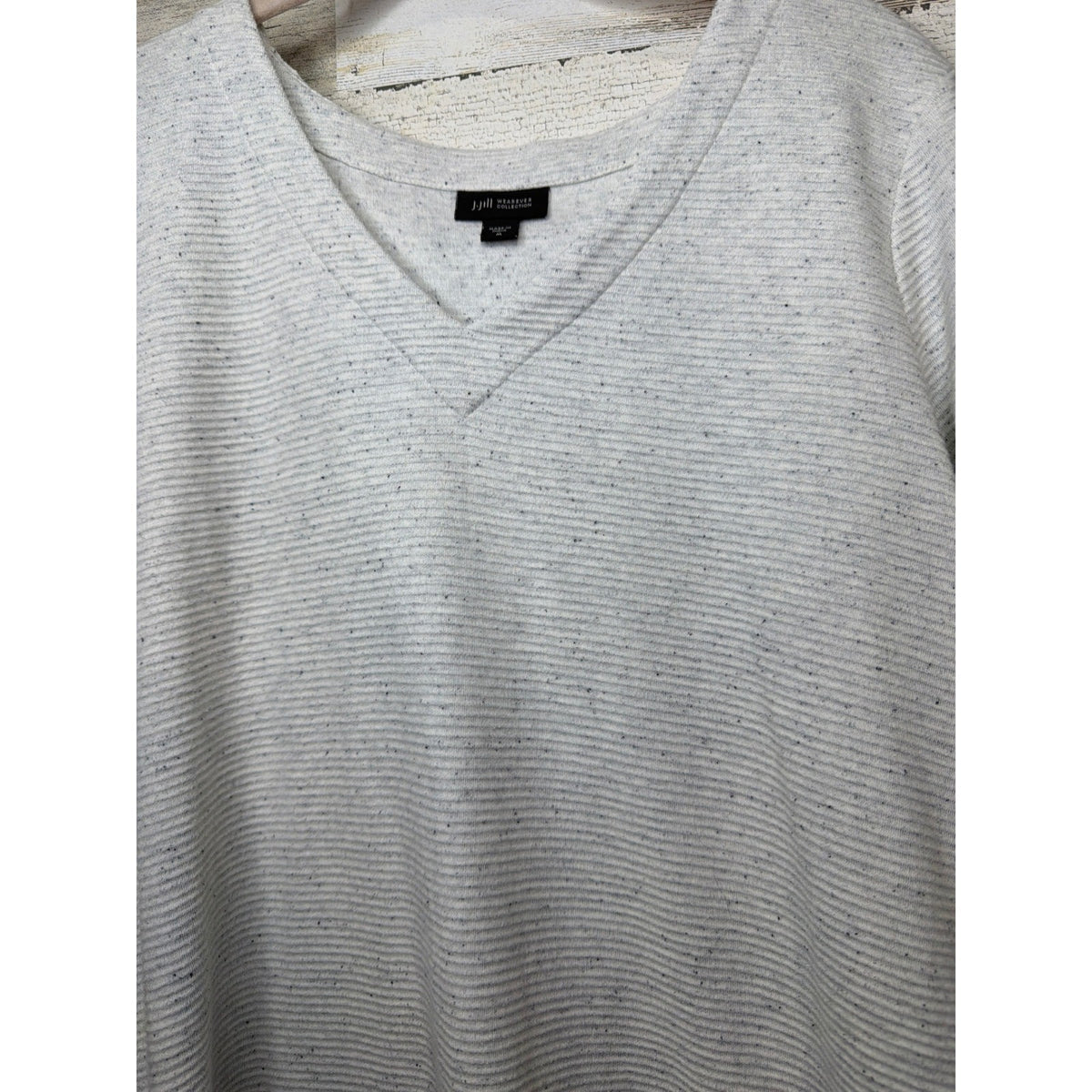 J. Jill Wearever Tunic Women M Gray Ribbed Knit Space Dye Casual EUC2