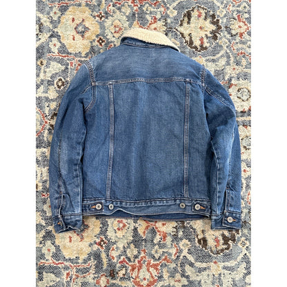 Old Navy Denim Jacket Boys 10/12 Blue Sherpa Lined Trucker GUC3