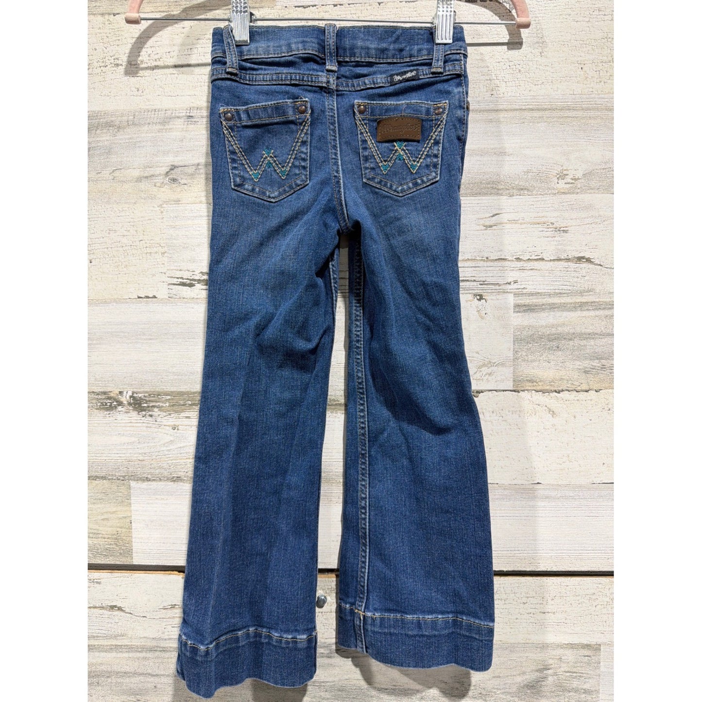 Wrangler Bootcut Jeans Girls Size 5 Blue Adjustable Waist Western Classic EUC1