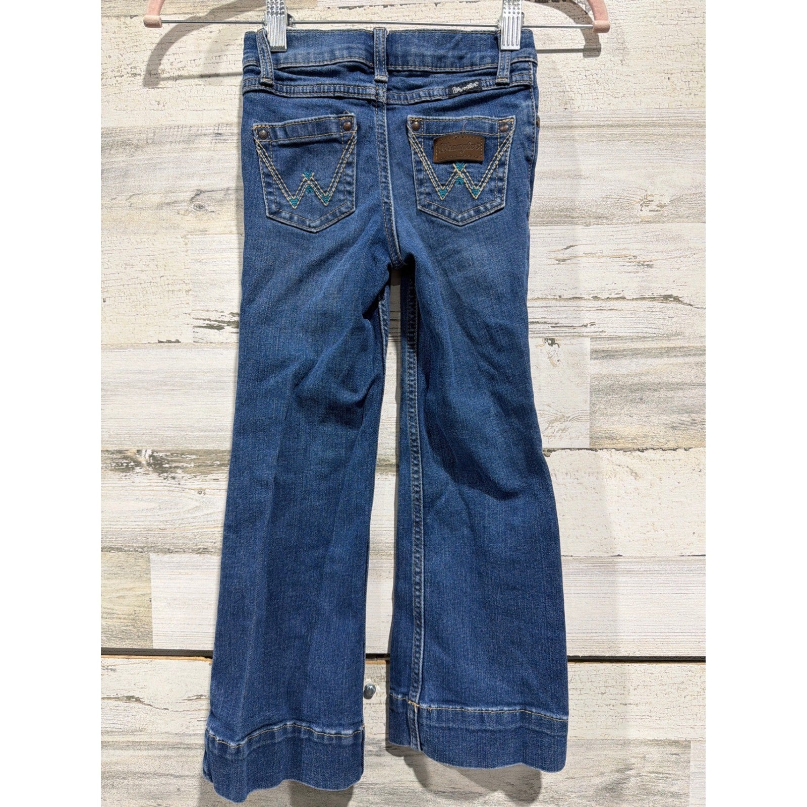 Wrangler Bootcut Jeans Girls Size 5 Blue Adjustable Waist Western Classic EUC1