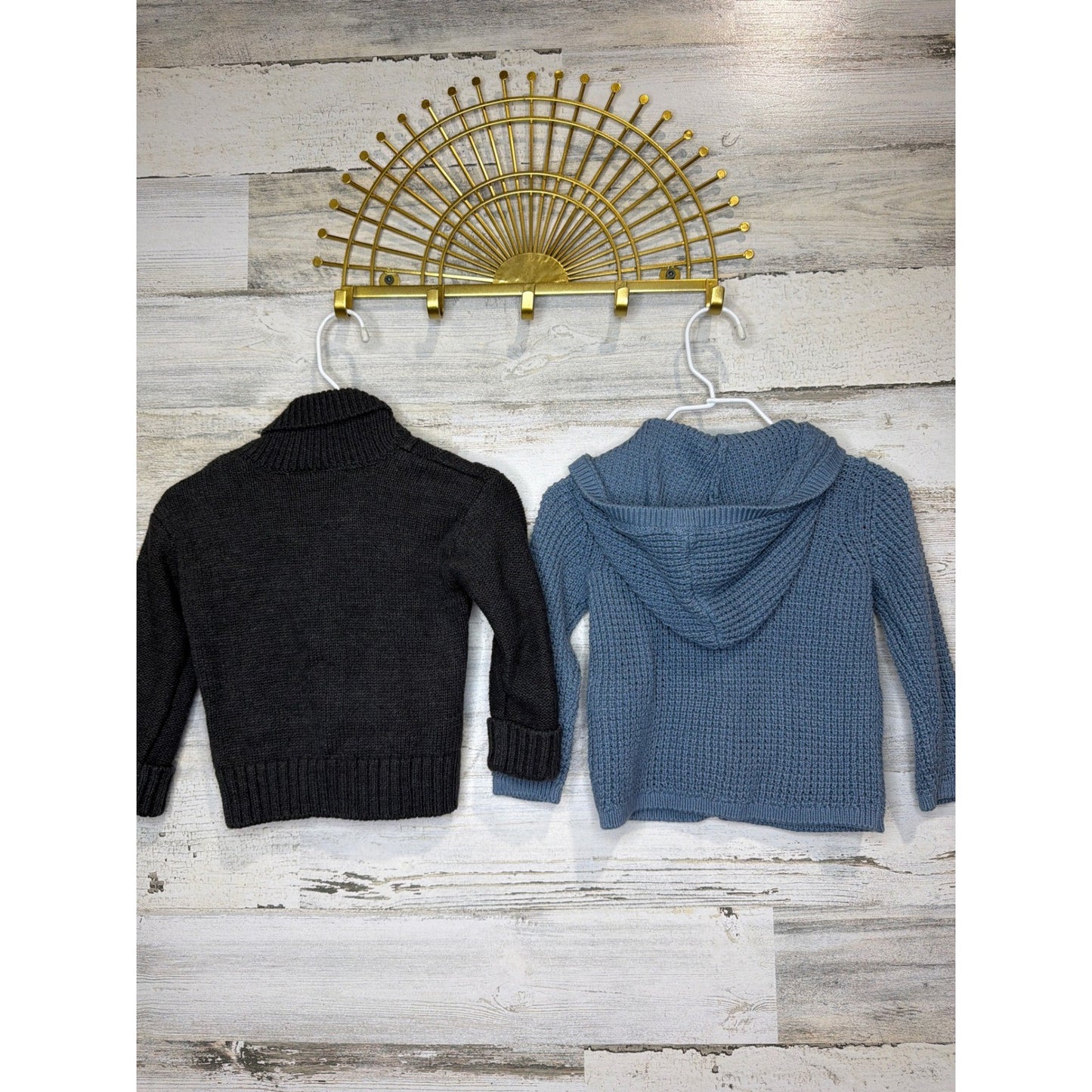 Okie Dokie Carter's Cardigan Sweaters Boys 9M Black Blue Knit GrandpaCore EUC3