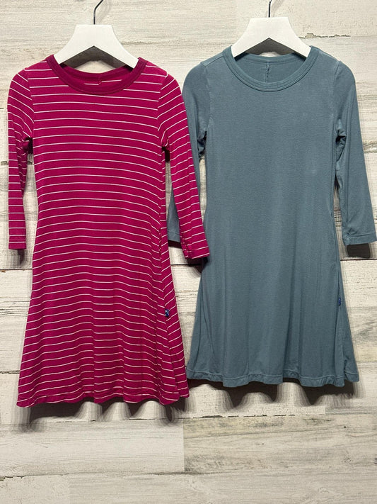 Kickee Pants Dress Bundle Girls 2T Pink Stripe Blue Long Sleeve GUC*0