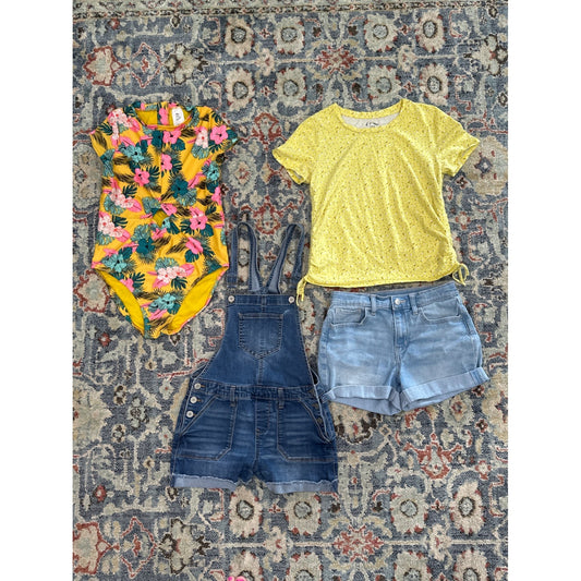 Art Class SO Old Navy Summer Bundle Girls XL 14-16 Yellow Blue Floral Denim0