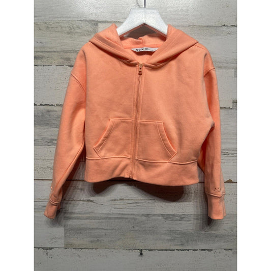DSG Full Zip Hoodie Kids 2XS 4/5 Peach Cropped Fleece Sweatshirt EUC0