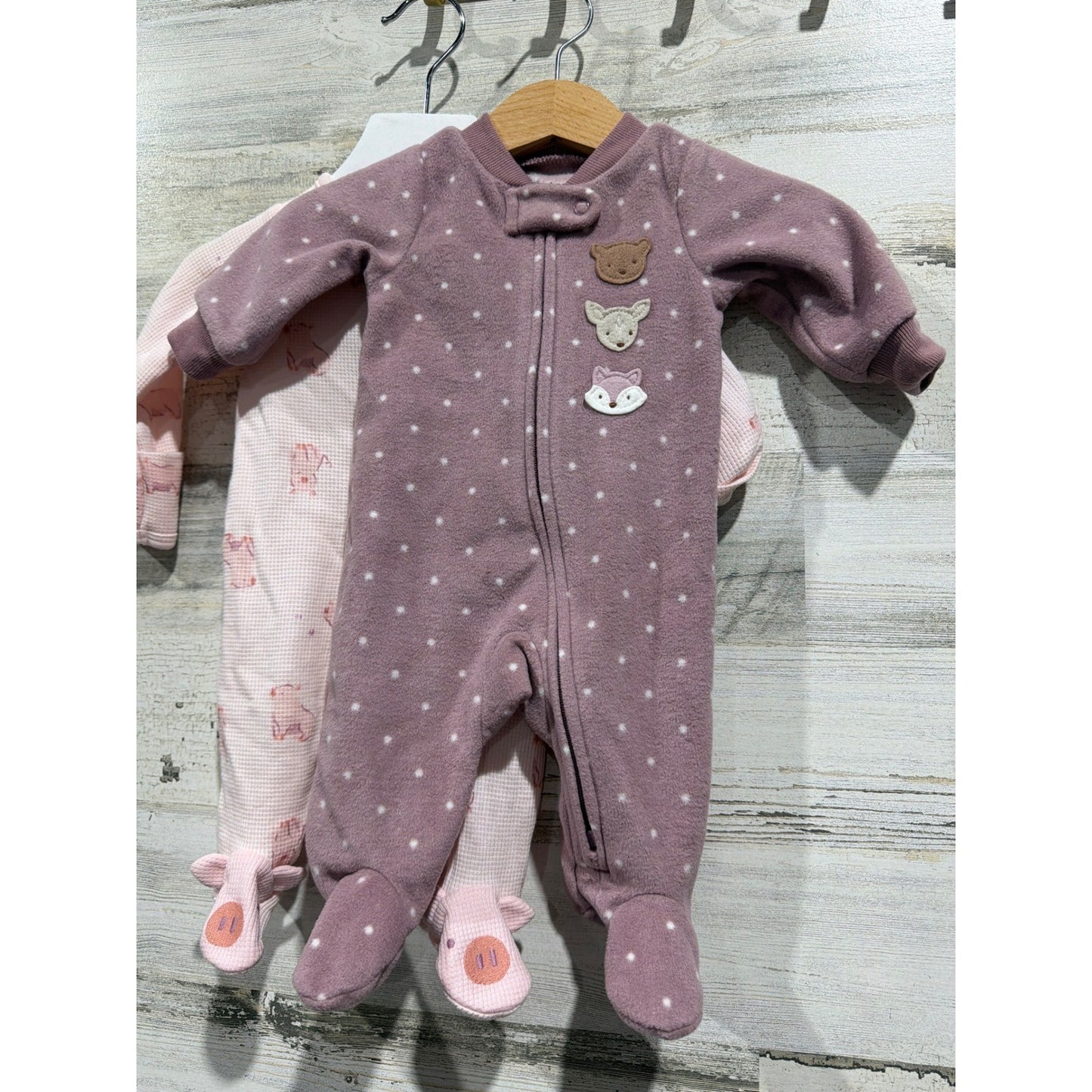 Cloud Island Carters Girls Newborn Pink Purple Floral Sleepers Bundle4