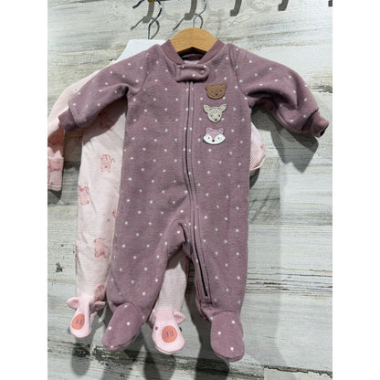 Cloud Island Carters Girls Newborn Pink Purple Floral Sleepers Bundle4