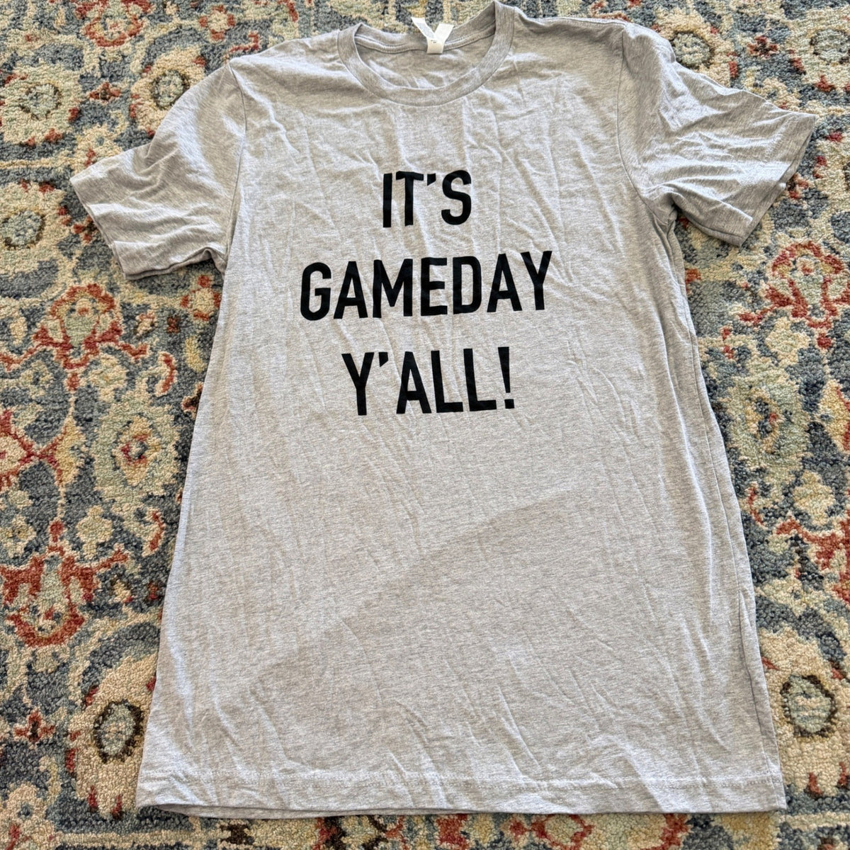 Bella Canvas Gameday Y'all Graphic Tee Women M Gray Cotton Blend Casual NWOT0