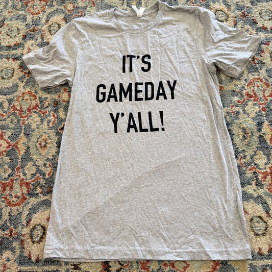 Bella Canvas Gameday Y'all Graphic Tee Women M Gray Cotton Blend Casual NWOT0