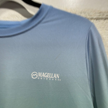 Magellan Outdoors Fishing Shirt Girls XL Blue Green Pink Ombre *Flawed1