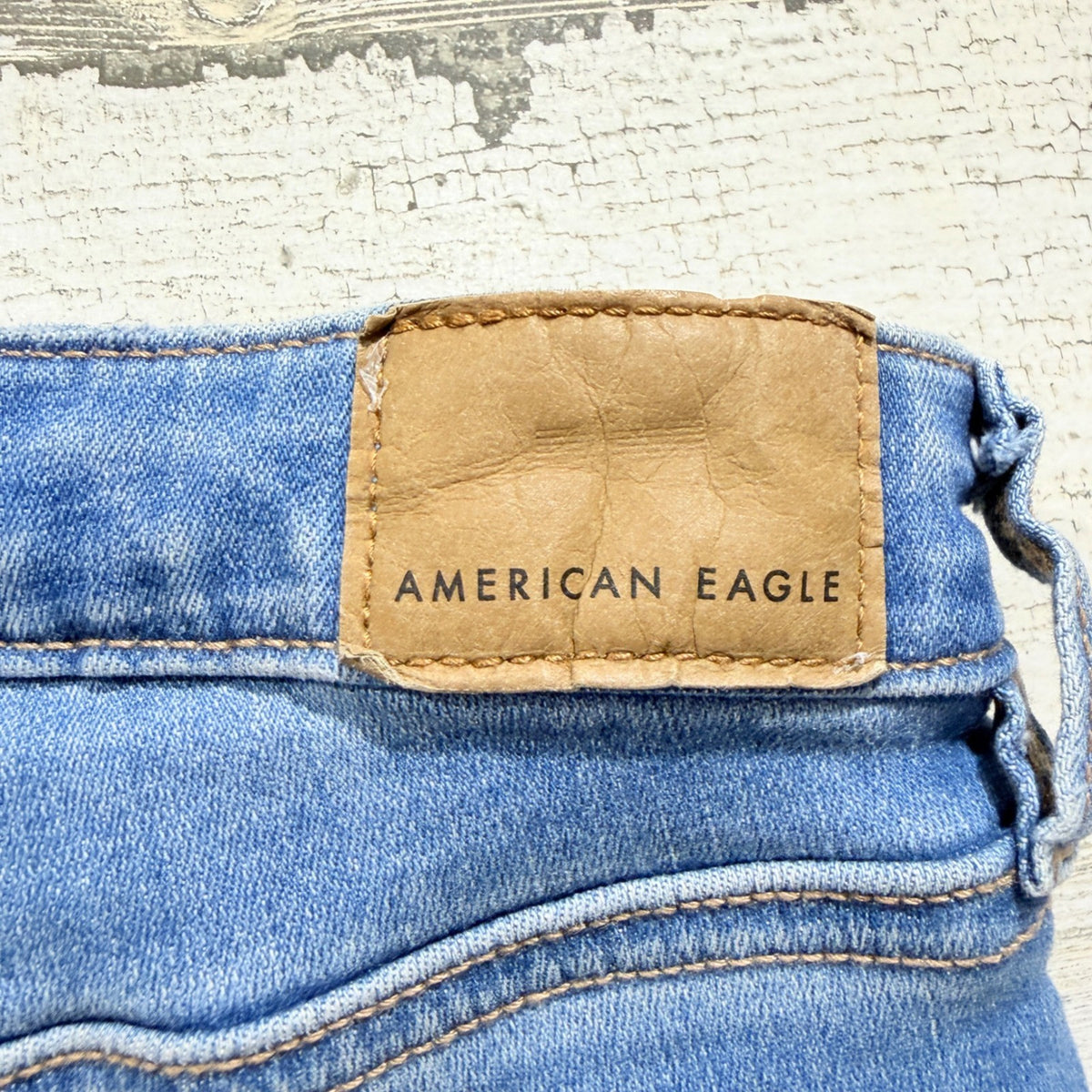 American Eagle Next Level Stretch Jegging Women 4 Long Blue Distressed Denim6