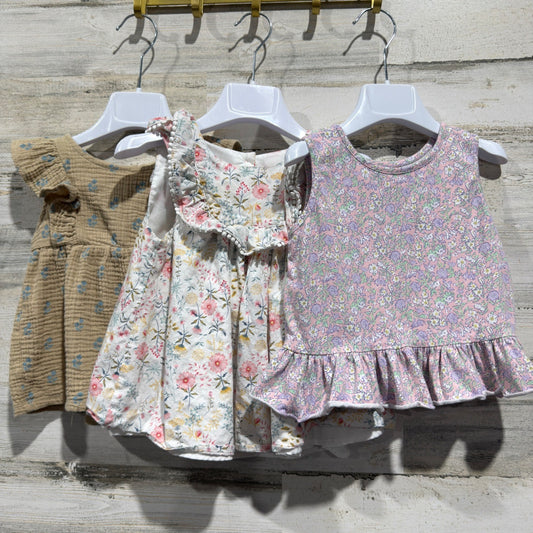 Tommy Bahama Serendipity Floral Top Tunic Lot Girls 4T Pink Tan Cotton EUC0