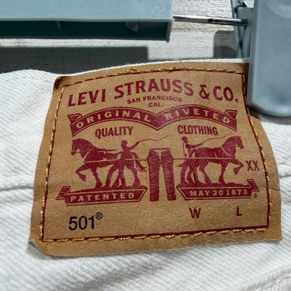 Levis 501 Skinny Jeans Women 27 White Cotton Distressed Raw Hem Flawed*5