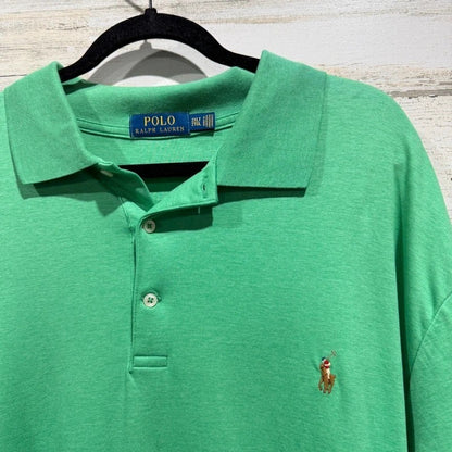 Polo Ralph Lauren Polo Men 2XLT Green Short Sleeve Pony Logo Preppy EUC2