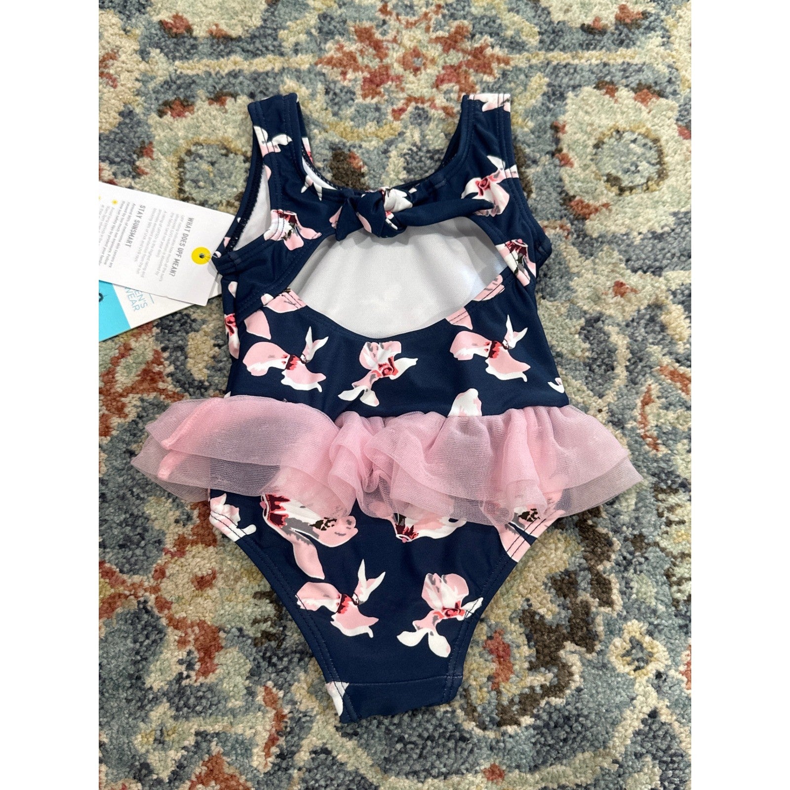 Snapper Rock Swimsuit Girls 3-6 Months Navy Pink Floral Tutu NWT3