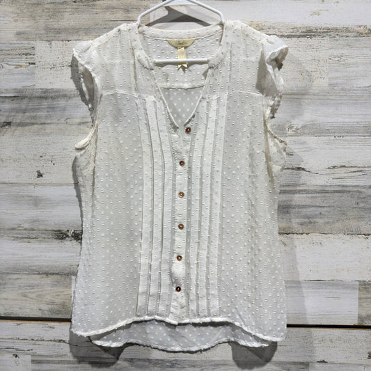 Matilda Jane Blouse Women M White Swiss Dot Pintuck Cottagecore EUC0