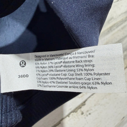 Lululemon AirSupport High-Support Bra 36DD Navy Blue Nylon Performance EUC5