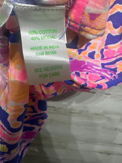 Lilly Pulitzer Dress Womens XS Pink Purple Floral Smocked Split Neck EUC2